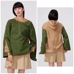 ADEAM Ichi Intermix "Urahara" unisex green tan hooded oversized top outerwear M